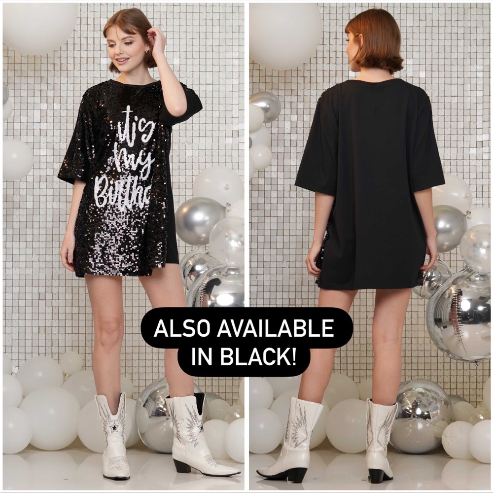 It's My Birthday Sequin T-Shirt Party Dress - Picture 3 of 3